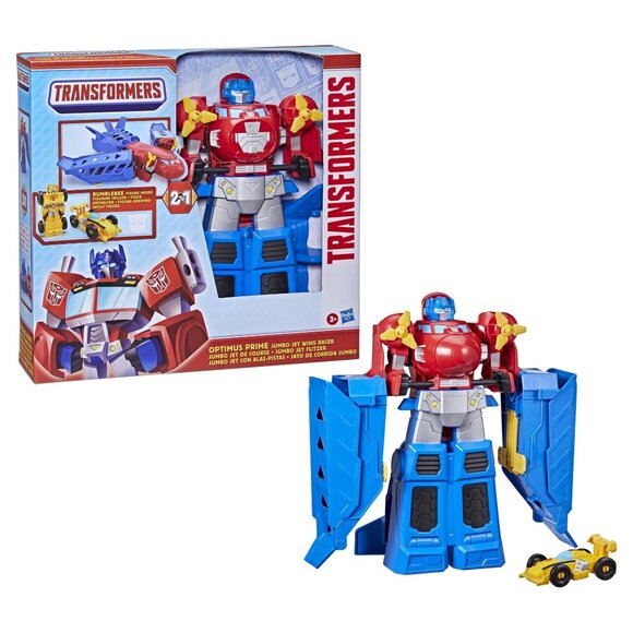 Transformers Optimus Prime Jumbo Jet Wing Racer With Bumblebee Figure Gift Ideas - Picture 1 of 6